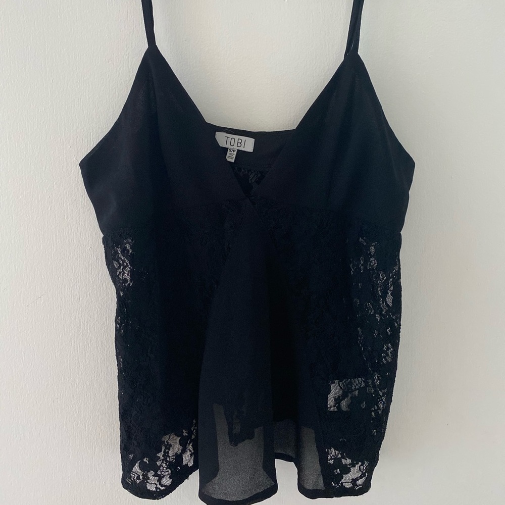 Sheer lace tank top
